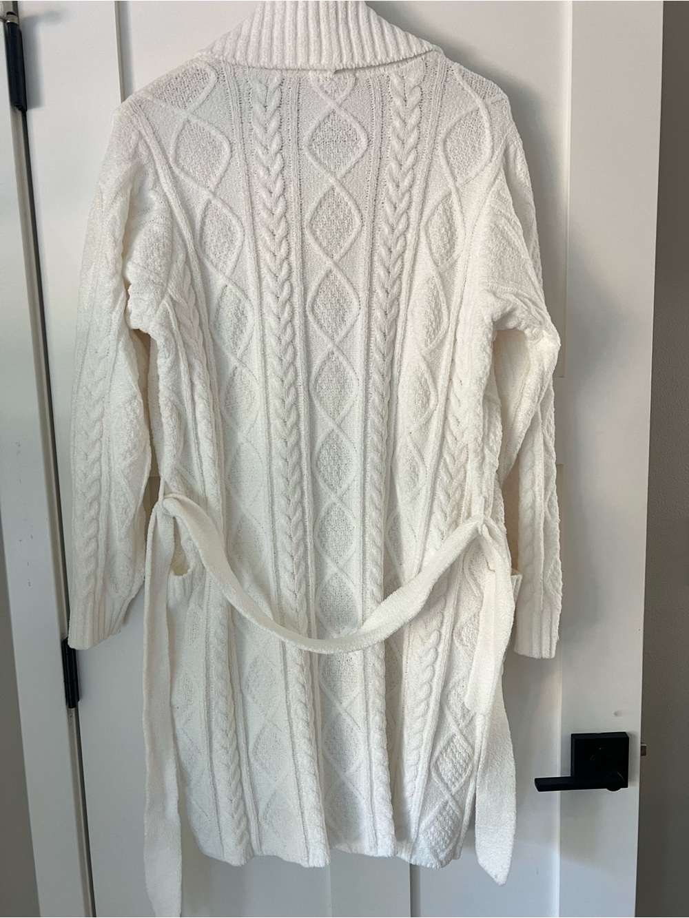 PJ Salvage Chenille Cable Knit Robe Ivory Belted Large - Picture 6 of 14